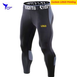 Custom Men Compression Running Tights Leggings Quick Dry Gym Fitness Lift Pants Sports Trousers Workout Training Bottoms 220608