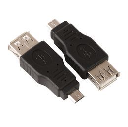 Black USB 2.0 A Female to Micro Male Adapter OTG Connector