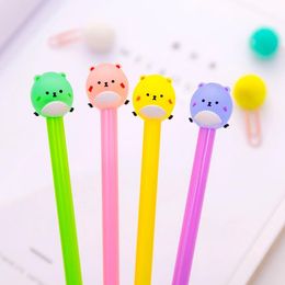 Gel Pens 32Pcs Ink Cartoon Cute Candy Colours Round Cubs Neutral 0.5mm Black Student Office Stationery Prizes Gift Wholesale