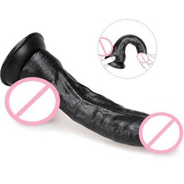 Nxy Dildos Dongs Soft Black Big Dildo Sex Toys for Couples Strong Suction Cup Realistic Fake Dick Penis Butt Plug Vagina Anal Massage Adults Shop 220511