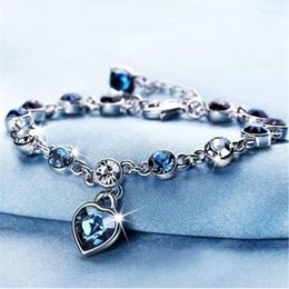 Link Chain Heart Crystal Bracelets Ocean Bracelet For Women Girl Fashion Metal Adjustable Jewellery Gift WholesaleLink Lars22
