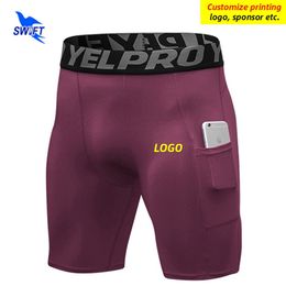 Customised Men Quick Dry Short Running Leggings Compression Gym Fitness Tights Bodybuilding Sports Shorts Elastic Underwear 220704