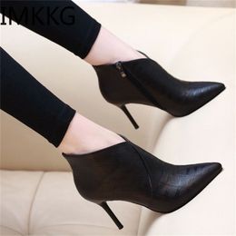 Woman fashion spring autumn pointed toe high heel boots lady casual ankle martin boots female cool street boots botas Y10328 201103