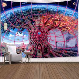 Tapestry Tapestry Psychedelic Life Tree Sun Moon Carpet Wall Hanging Trippy Mus