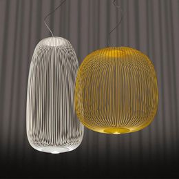 Pendant Lamps Moden Led Lights Bird Cage Hanging Dining Room Nordic Living Decor Chandeliers Bedroom Bedside Light FixturesPendant