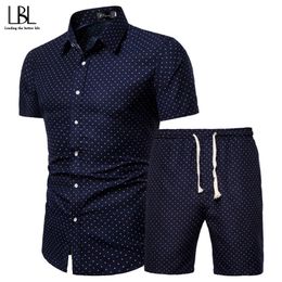 Mens Summer Set Hawaiian Floral Shirts Beach Shorts 2 Pieces Sets Quick Dry Short Sleeve Tracksuit Male Sets Ropa Hombre 201128