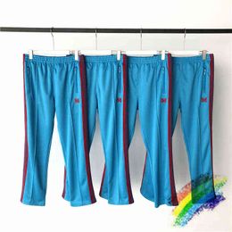 Blue Needles Awge Jogging Pants Men Women Top Quality Needle Pants Red Butterfly Embroidery Stripe Awge Pants T220721