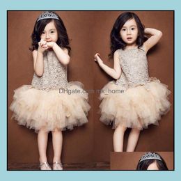 Girls Dresses Girl Tutu Dress Lace Princess Baby Kids Clothes Floral Hollow Sleeveless Summer Korean Style Mxhome Dhu7V