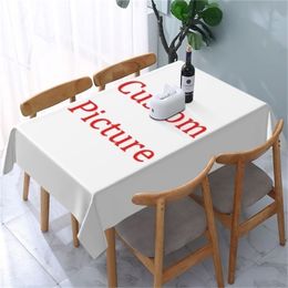 Custom Tablecloth Waterproof Home Decor Customised Po Polyester Rectangular Party Table Cloth Drop D220704
