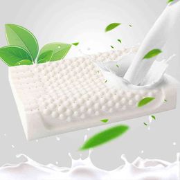 Orthopaedic Pure Natural Latex Pillows 60x40cm Thailand Remedial Neck Protect Slow Rebound Pillow Health Care Massage Pillows 220507