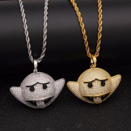 Pendant Necklaces Hip Hop Full CZ Zircon Paved Bling Out Cartoon Bat Pendants Necklace For Men Rapper Jewelry Gold Color Drop NecklacesPenda