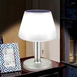 Table Lamps Solar Lamp Outdoor Indoor Desk White Night Lights Book Light For Home Bedroom With Pull Switch Three LightingTable