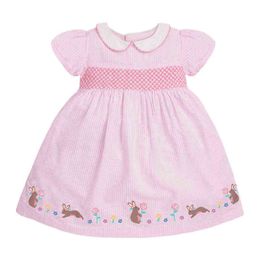 Little maven Elegant Lovely Baby Girls Summer Dress for New Year 2022 Cotton Children Casual Clothes Pink for Kids 2-7 year G220518