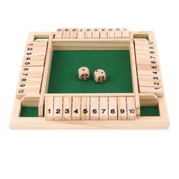 party box game UK - Deluxe Four Sided 10 Numbers Shut The Box Board Game Set Dice Party Club Drinking Games for Adults Families316u