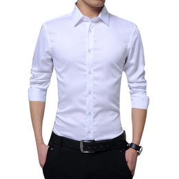 Men's Dress Shirts Men Long Sleeve Slim Fit Solid Business Formal For Autumn FS99Men's