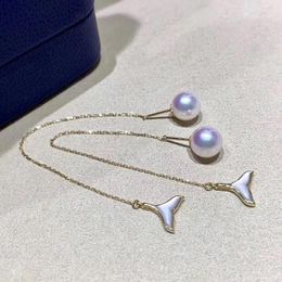 Dangle & Chandelier MeiBaPJ Fashion Round Freshwater Pearl Fresh Tail Drop Earrings Real 925 Sterling Silver Fine Charm Jewellery For WomenDan