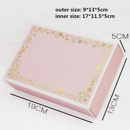 Gift Wrap 20pcs- 19 13 5cm Stamping Gold Drawer Pink Paper Box Candy Cookie Wedding Party Favour Packing BoxesGift