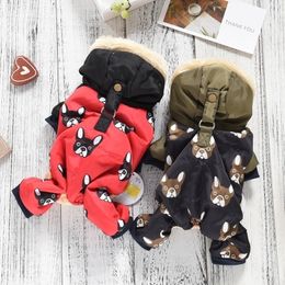 French Bulldog Costumes For Dog Winter Warm Snow Down Jacket Coat Puppies Small Medium Animal Pet Cat Clothes Goods Y200328