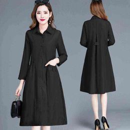 Women's Trench Coats Spring Long Windbreaker Female Solid Single-breasted Thin Coat Loose Plus Size 5XL Autumn Outerwear Women Clothing T220809