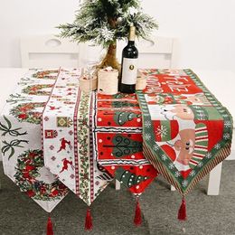 Christmas Decoration Linen Printed Table Flag cloth cloth Placemat Decorations Home Runner Flags Y201020