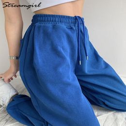 Women's Pants Capris Blue Sweatpants For Women Summer Baggy Pants High Waist J 220823