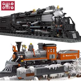 Children Toys City Steam Train Big Boy Locomotive Building Blocks Technical Rail Model Creative Bricks DIY Gifts For Kids Boys 220715