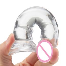 shoes for adults UK - Penis Cock Massager Vibrator Sex Toys Shoes Transparent Jelly Dildo Realistic with Strong Suction Cup Female Masturbator Adult Products Erotic for Couple