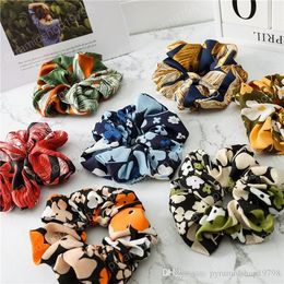 Women Girls Vivid Floral Colour Chiffon Cloth Elastic Ring Hair Ties Accessories Ponytail Holder Hairbands Rubber Band Scrunchies