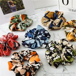 Women Girls Vivid Floral Color Chiffon Cloth Elastic Ring Hair Ties Accessories Ponytail Holder Hairbands Rubber Band Scrunchies