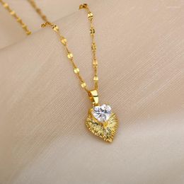 Chokers Rhinestone Heart Necklace For Women Cubic Zircon Wedding Choker Necklaces Colar Chain Kpop Jewelry Bijoux Gifts Heal22