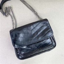 Designer Niki Genuine Leather Shoulder Bag Women Chain Messenger Bags New Female Large Capacity Underarm Purses And Handbags Oil Wax Leather Vintage Sling Bags 2338