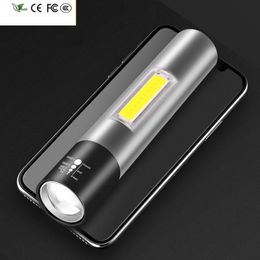 New 1000LM Q5 Mini led Flashlight Built in Battery Penlight Waterproof Torch 3 Modes Zoomable Focus Lantern Portable Light