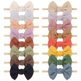 3.5Inch Solid Bowknot Headband Elastic Hair Bands Newborn Cute Girls Headbands Turban Headwear Kids Hair Accessories