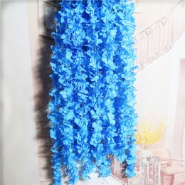 Simulation flower string Wisteria cherry branches lintel wedding arch wall hanging chlorophytum decoration plastic fake flowers mixed Colour delivery