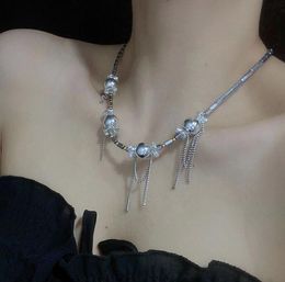 Chains Girl Luxury Metal Ball Beaded Necklace Women High-end Chain Tassel Clavicle For SummerChains