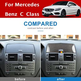 Car Centre Console Navigation Carbon Fibre Sticker Panel Cover For Mercedes Benz C Class W204 2007 2008 2009 - 2014 Accessories