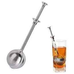 Stainless Steel Tools Tea Infuser Balls Sphere Mesh Telescopic Teas Strainer Sugar Flour Sifters Philtres Interval Diffuser Handle For Loose Leaf Spices Seasonings