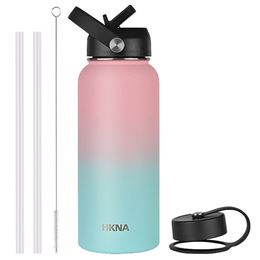 1L2L Thermos Water Bottle With Straw Lid Vacuum Stainless Steel Large Capacity Kettle, Cold 48 Hours 24 Hours Simple Thermos 220423