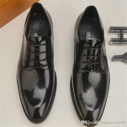 A4 Men Formal Wedding Dress Shoes Gentlemen Slip On Business Flats Brand Genuine Leather Outdoor Casual Loafers size 6.5-11