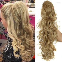styled wigs UK - Synthetic Wigs LISI GIRL Women Claw On Ponytail Clip In Hair Wavy Curly Style Pony Tail Hairpiece Brown Blonde Hairstyle Kend22