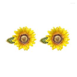 Jaeeyin 2022 Enamel Sunflower Stud Earrings Cute Fun Sweet Cartoon Big Sun Flower Statement Jewellery Gift For Friends Children