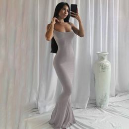 backless summer maxi dresses Australia - Casual Dresses Prom For Women 2022 Slip Sleeveless Backless Slim Sexy Maxi Dress Summer Party Y2K Concise Bodycon Elegant Clothing