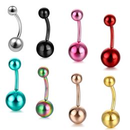 14G Stainless Steel Belly Button Rings Colourful Double Ball Body Navel Ring Barbell for Men Women Body Piercing