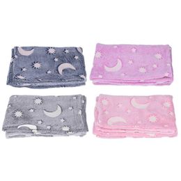 Blankets Kids Blanket Fluffy Plush Moon Stars Pattern Luminous For Birthdays Holidays GiftBlankets BlanketsBlankets