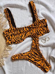 Women's Swimwear Animal Print Leopard Bikini Push Up Swimsuit Sexy Women Set 2023 Brazilian Thong Bathing Suit Bandeau Beach Wear