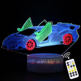 Night Lights Car Acrylic Table Lamp Colourful LED For Home Room Decor Touch Remote Control Timing Holiday GiftNightNight