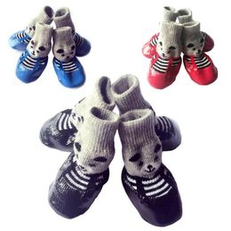 Dog Apparel Pet Boots Socks S/M/L Size Dogs Cats Waterproof Rain Shoes Non-slip Rubber Puppy 4 Pieces/SetDog