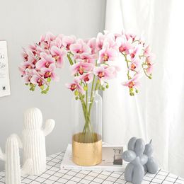 Decorative Flowers & Wreaths 2 Fork 3D Butterfly Orchid Artificial Flower Ldyllic Country Fake For Weeding Interior Decor Aesthetic Supplies