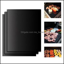 Non-Stick Bbq Grill Mat Thick Durable 33*40Cm Barbecue Reusable No Stick Sheet Picnic Cooking Tool Drop Delivery 2021 Tools Accessories Ou