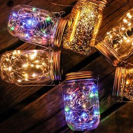 led color changing fairy lights Canada - Strings Fairy Light String For Mason Jar Solar Lid Insert Color Changing Waterproof Garden Decor Christmas Party GarlandLED LED